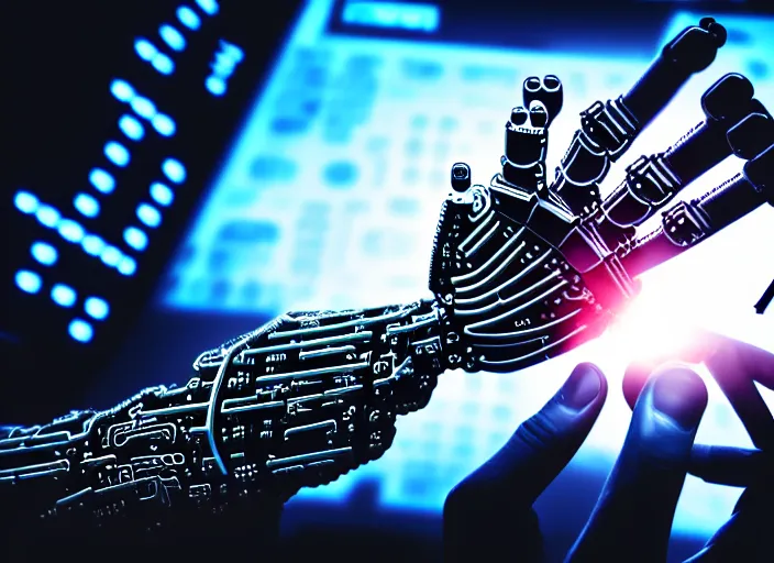 Image similar to mechanical cybernetic hand holds a bitcoin. centered. horror cyberpunk dystopia style. highly detailed 8 k. intricate. nikon d 8 5 0 3 0 0 mm. award winning photography.