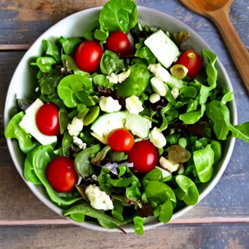 Image similar to A bowl of salad made out of tiny bowls