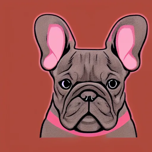 Image similar to colour emoji of a french bulldog, digital icon