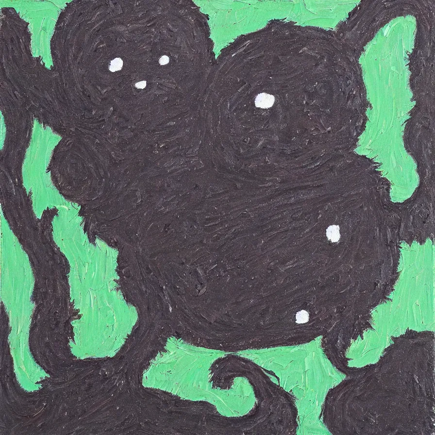 Prompt: soot sprite in the style of Maud Lewis, oil on canvas