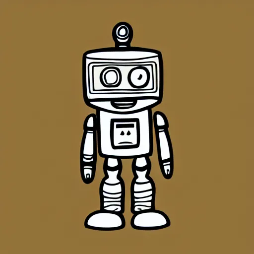 Image similar to simple digital pen illustration of a cute robot. thick lines