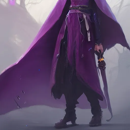 Image similar to female warlock long hood cloak purple, fighting monster with magic, 8 k, trending on artstation by tooth wu and greg rutkowski