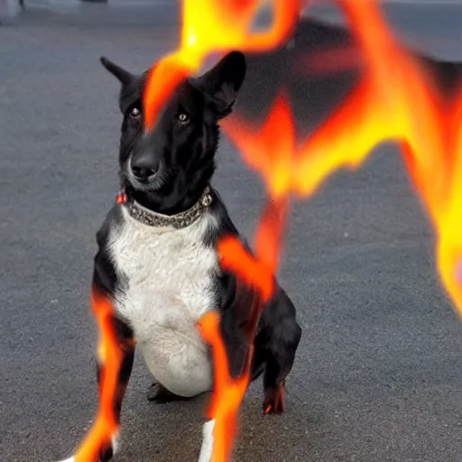 Image similar to dog that has fire breath