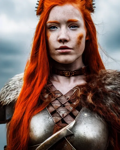 north female warrior, red hair, ginger hair, long | Stable Diffusion ...