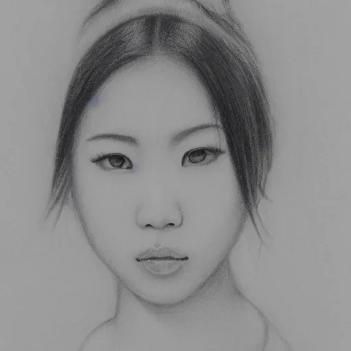 Image similar to a beautiful pencil drawing of a young asian women