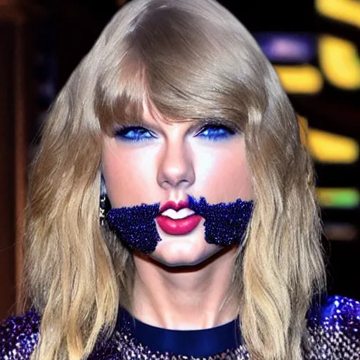 Image similar to taylor swift with a long blue beard