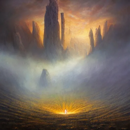 Image similar to the valley of ashes, by Mariusz Lewandowski, Remedios Varo, Tomasz Alen Kopera, Shaun Tan, Andrew Ferez,, dramatic lighting