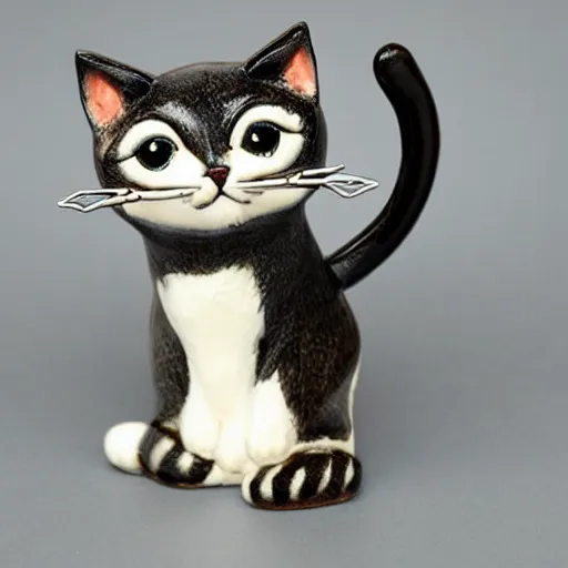 Image similar to figurine of cute cat with knife