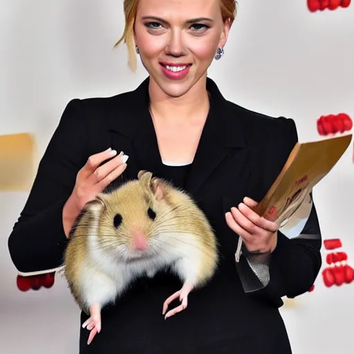 Image similar to scarlett johansson as a hamster costume