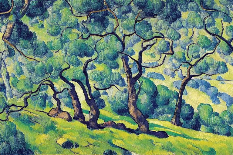 Image similar to masterpiece painting of oak trees on a hillside overlooking a creek, bypatrick heron patrick nagel, patrick nasmyth patrick pietropoli patrick pye patrick woodroffe paul bird paul bodmer paul bril paul cadmus paul cezanne paul cornoyer paul cezanne paul davis