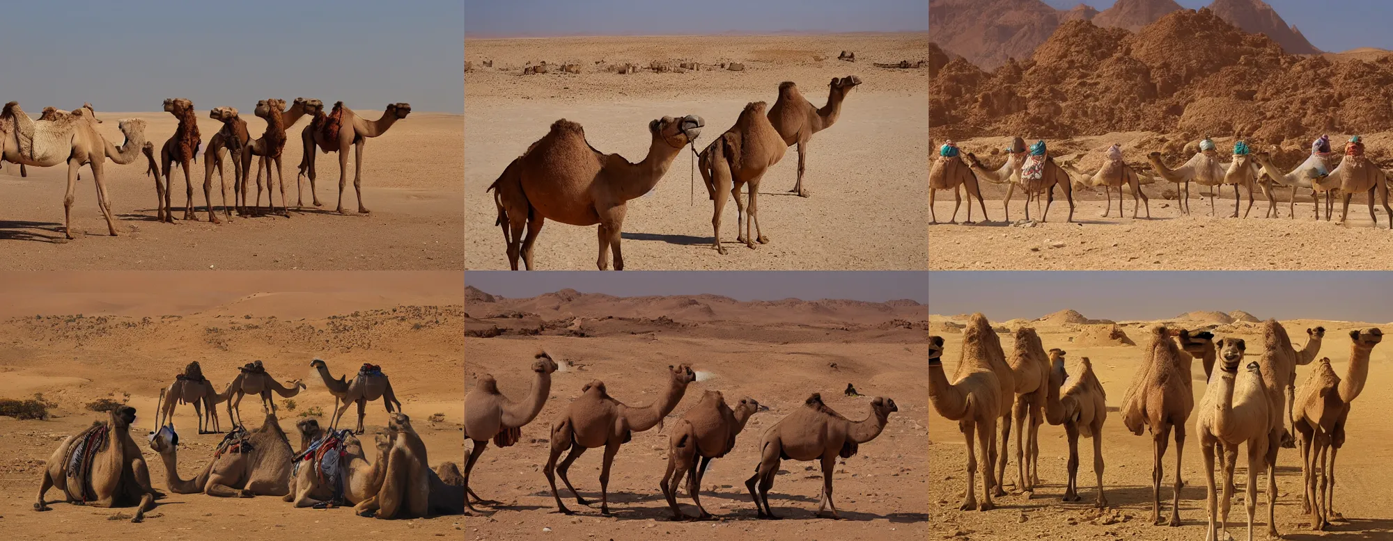 Image similar to Camels in a desert landscape in Egypt