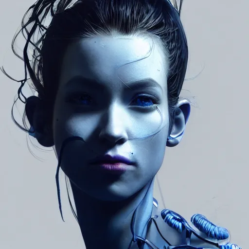 Image similar to the portrait of a blueberry that resembles an absurdly beautiful, graceful, elegant, sophisticated fitness model woman, an ultrafine hyperdetailed illustration by kim jung gi, irakli nadar, intricate linework, bright colors, octopath traveler, final fantasy, unreal engine 5 highly rendered, global illumination, radiant light, detailed and intricate environment