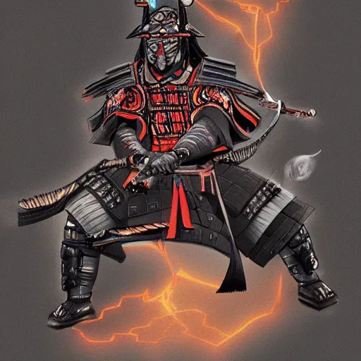 Image similar to an illustration of a samurai turning into the dark lord, Digital art, Trending on artstation