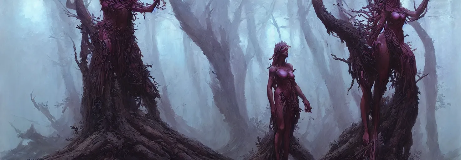 Image similar to Goddess of the forest, trending on Artstation, Greg Rutkowski, Wayne Barlowe