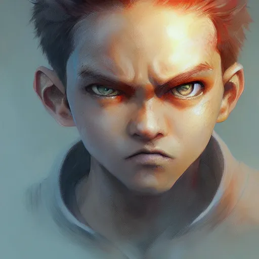 Prompt: Angry boy, glowing eyes, by Stanley Artgerm Lau, WLOP, Rossdraws, James Jean, Andrei Riabovitchev, Marc Simonetti, Yoshitaka Amano, ArtStation, CGSociety,