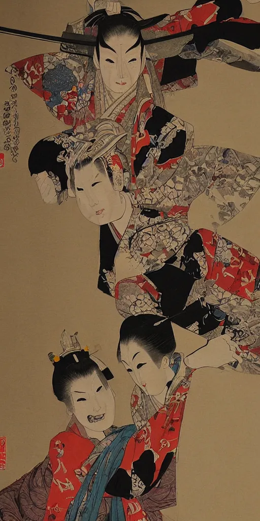 Prompt: oil painting scene from kabuki by kim jung gi