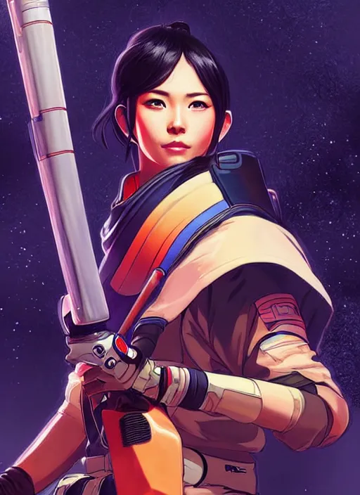 Prompt: Space Samurai in apex legends as an anime character digital illustration portrait design by Ross Tran, artgerm detailed, soft lighting