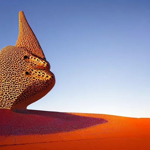 Image similar to architectural photograph by iwan baan of a cheerful recreational building in the shape of a monitor lizard in the middle of the desert, colorful desert architecture designed by norman foster