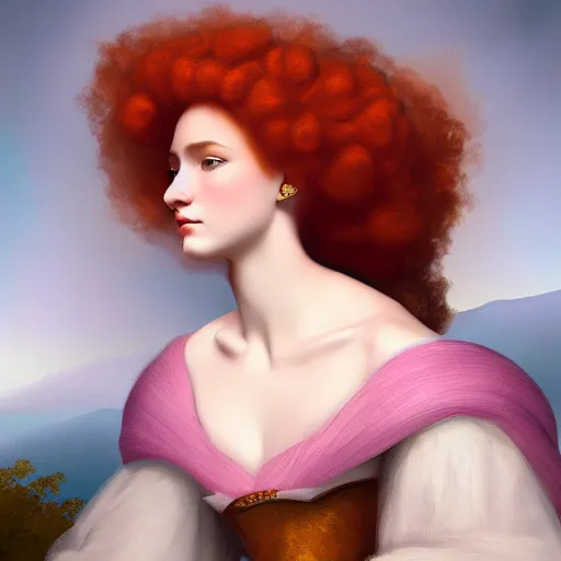 Prompt: portrait of Princess Merida, retro and ethereal, expressive pose, Neoclassicism, highly detailed, digital painting, artstation, concept art, smooth, sharp focus, by Jean Auguste Dominique Ingres