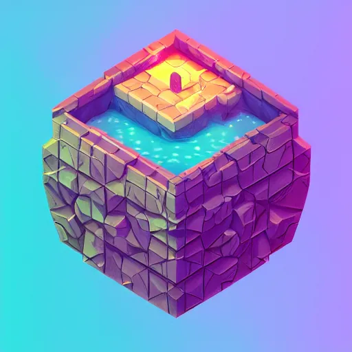 Image similar to isometric half sphere island on neon background, isometric invironment, 3d art, isometric art, amazing detail, artstation, concept art, behance, ray tracing