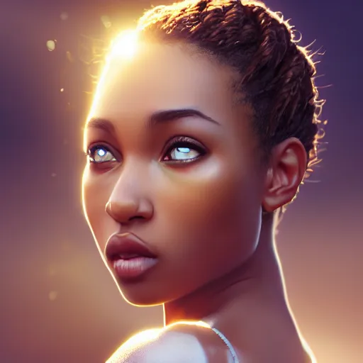 Image similar to a photorealistic hyperrealistic, bright brown eyes, light skinned african american young girl, ponytail hair, flawless face, beautiful lips, cute face, gorgeous white veil, by wlop, artgerm, greg rutwoski, alphonse mucha, beautiful dynamic dramatic low - light moody lighting, cinematic atmosphere, artstation, concept design art, octane render, 8 k