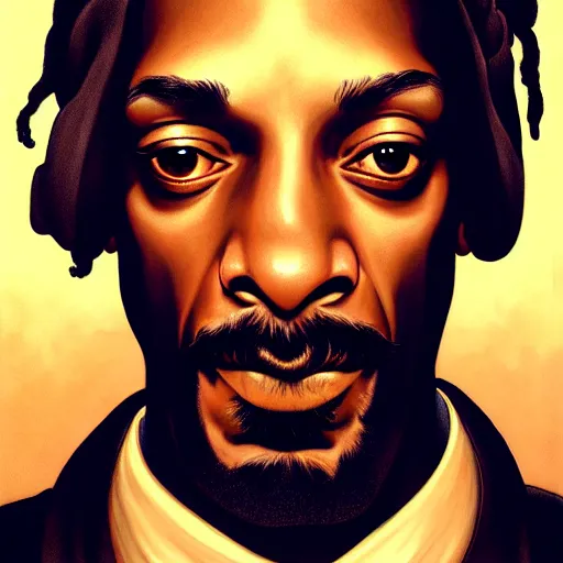 Image similar to intense portrait of the snoop dog, intricate, elegant, highly detailed, my rendition, digital painting, artstation, concept art, smooth, sharp focus, radiant light, illustration, art by artgerm and greg rutkowski and alphonse mucha