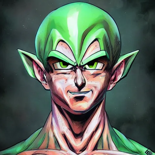 Image similar to Cell from Dragon Ball illustrated by Christophe Young, artstation, digital art