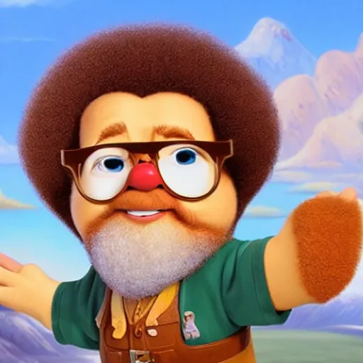 Prompt: bob ross as a disney character from up ( 2 0 0 9 )