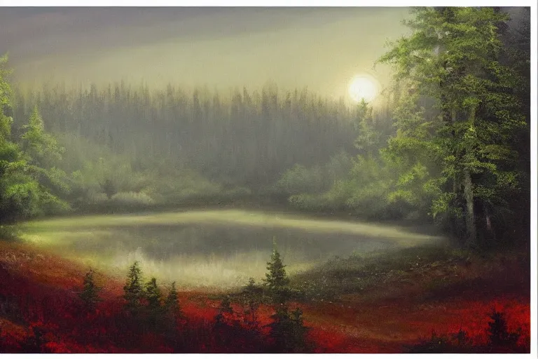 Image similar to A beautiful painting of The edge of the Russian forest in summer at night, Trending on artstation.