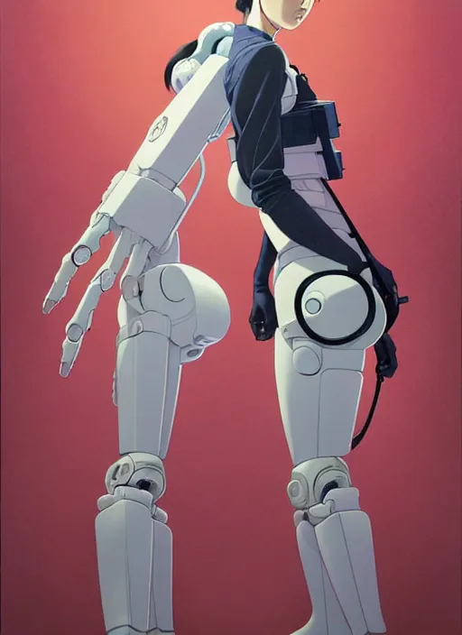 Image similar to Artwork by James Jean and Phil noto and hiyao Miyazaki; a young Japanese future police lady named Yoshimi battles an evil natures carnivorous robot on the streets of Tokyo; Art work by Phil noto and James Jean