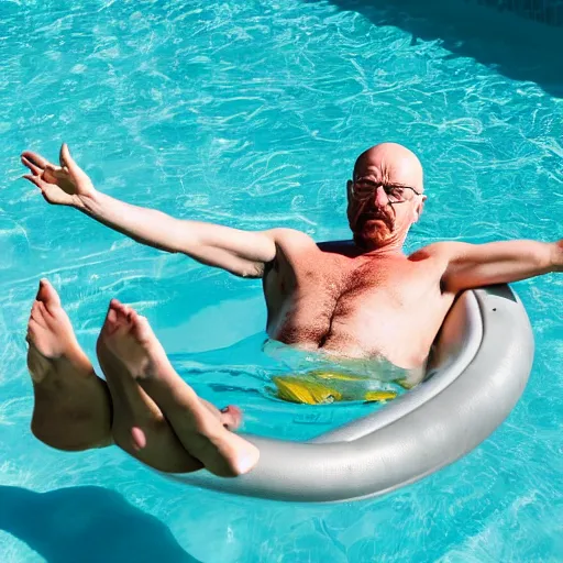 Image similar to photo of walter white relaxing in pool floater