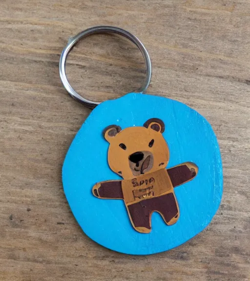 Image similar to keychain of a bear and a salmon