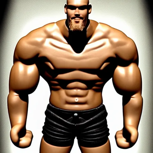 Image similar to TechnoViking male with no shirt, large muscles, bald head, dirty-blonde extended goatee, necklace chibi as a Funko Pop