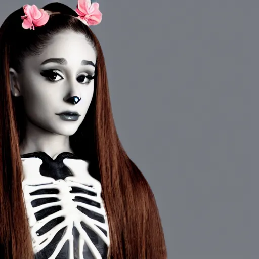 Prompt: ariana grande as a skeleton witch 8 k
