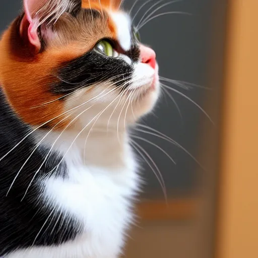 Image similar to a calico kitty side view