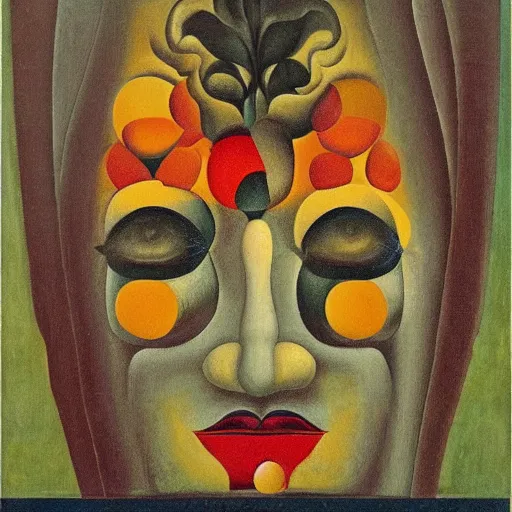 Image similar to floral face portrait by leonetto cappiello and wojciech siudmak and ernst fuchs, anni albers, oil on canvas