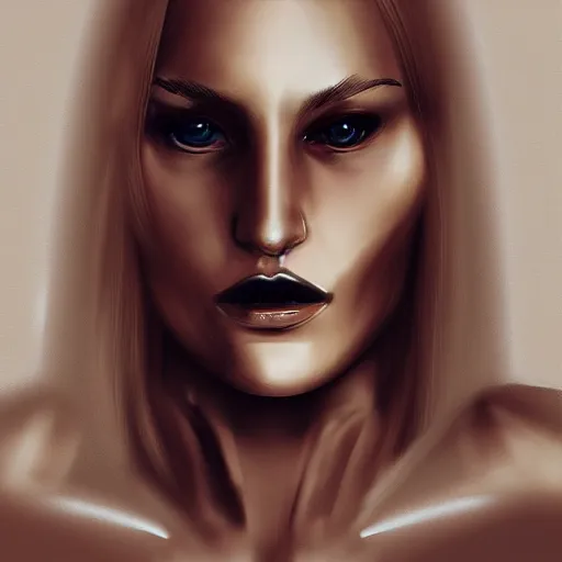 Image similar to portrait of bar refaeli with a half robotic face, digital art