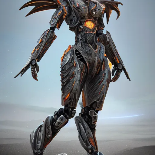 Image similar to a highly detailed beautiful anthropomorphic robot female dragon with smooth and streamlined armor, standing and posing elegantly, showing a well detailed head, with sharp claws on her hands and feet, two arms, two legs, long tail, on the beach, artstation, DeviantArt, professional, octane render