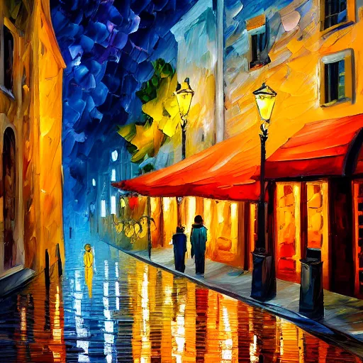 Image similar to impasto acrylic painting of a muppet in a serene paris streetscape at night. inspired by leonid afremov, artstation, art - deco, cinematic lighting