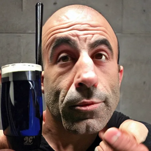 Image similar to joe rogan drinking milk high on shrooms in berlin on new years eve