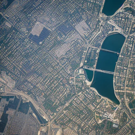 Prompt: An aerial view photograph of Austin, Texas from the International Space Station