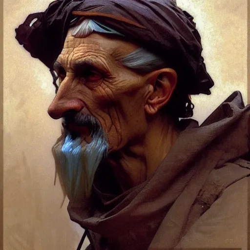 Image similar to portrait of an old vicotrian man by alphonse mucha, simon stalenhag and darek zabrocki, cinematic and atmospheric, concept art, artstation, trending on artstation