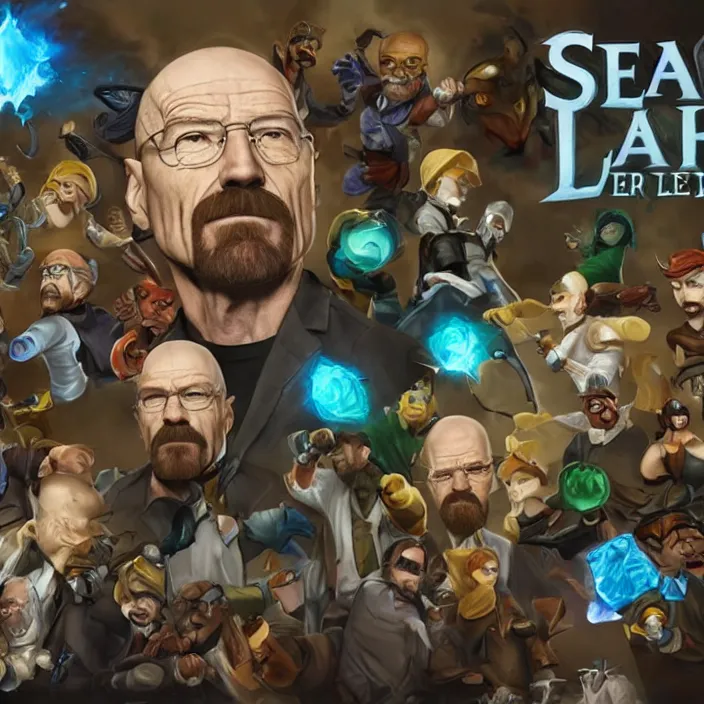 Prompt: walter white as a character in the game league of legends, with a background based on the game league of legends, detailed face