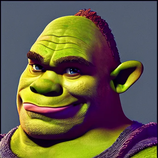 Image similar to hyper realistic portrait of shrek, cinematic, artstation