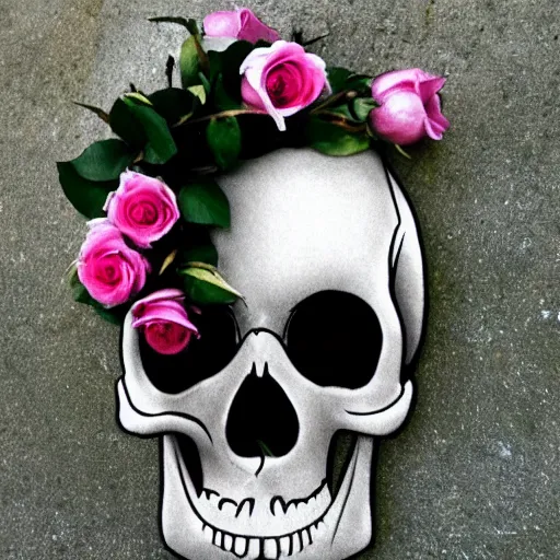 Prompt: Skull made out of roses