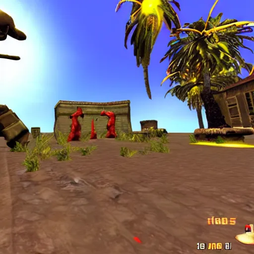 Image similar to Serious sam game with ps1 graphics