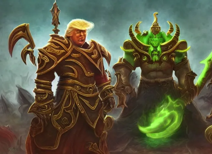Prompt: donald trump as sargeras in world of warcraft