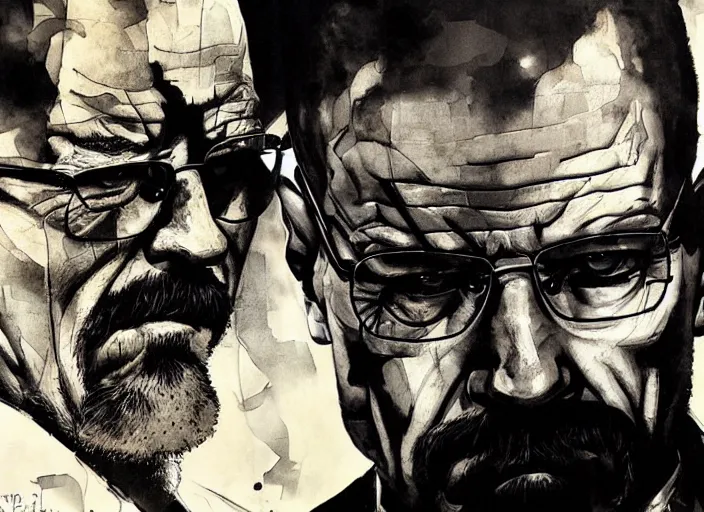 Image similar to a highly detailed beautiful portrait of walter white by yoji shinkawa