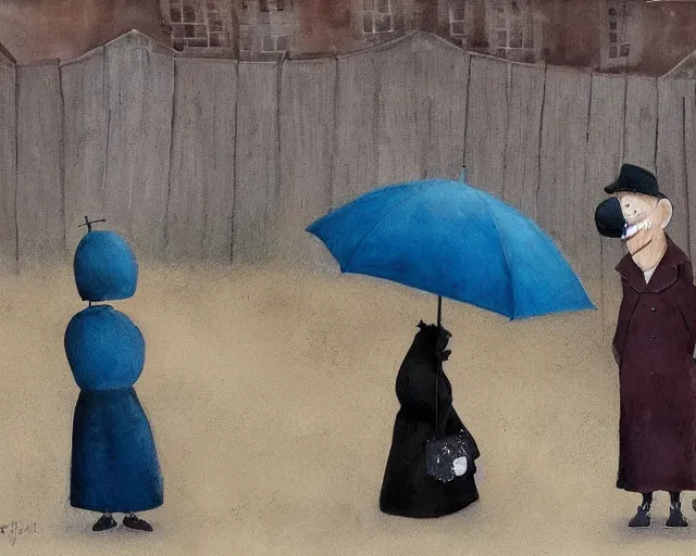 Image similar to a painting by sam toft and guy billout