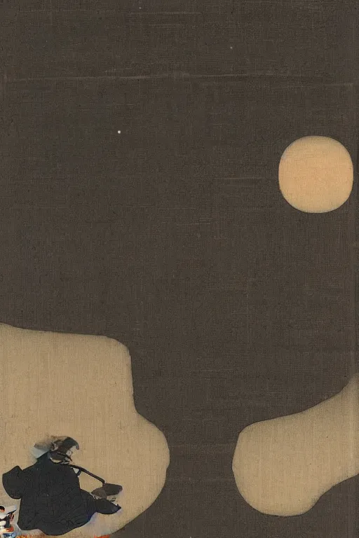 Image similar to a man gazing into the moon, the moon staring right back at the man, edo period